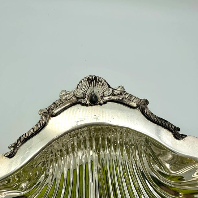 Mid-Century Modern Vintage Silverplated Large Shell Shapped Platter Bowl, Marked For Sale - Image 3 of 6
