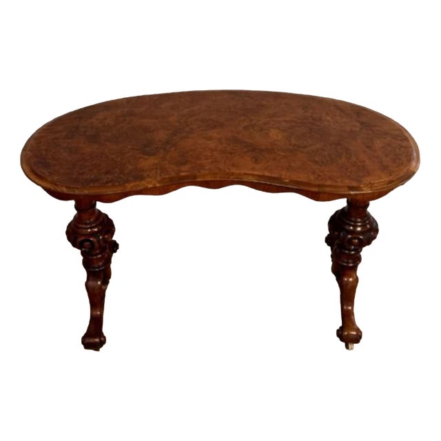 Antique Victorian Burr Walnut Kidney Shaped Side Table by Richardson and Sons, 1860 For Sale