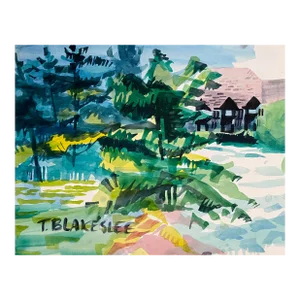 1960s Tina Blakeslee Modern Landscape Painting