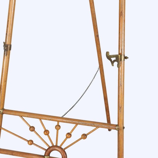 1910s Victorian Oak Stick & Ball Adjustable Easel With Mirror & Brass Caps C1910 For Sale - Image 5 of 13
