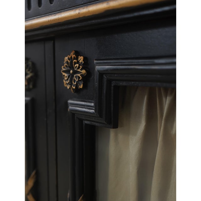 Hickory White Regency Black & Gold Breakfront Bookcase For Sale - Image 15 of 18