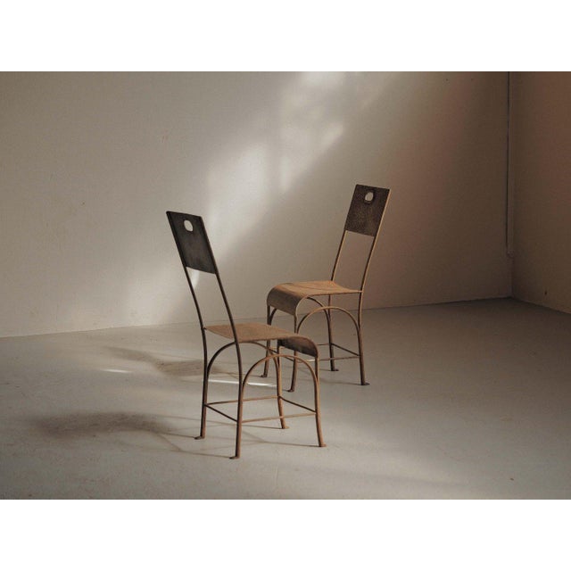 Riveted Steel and Patinated Sheet Metal Chairs, 1920, Set of 2 For Sale - Image 13 of 18