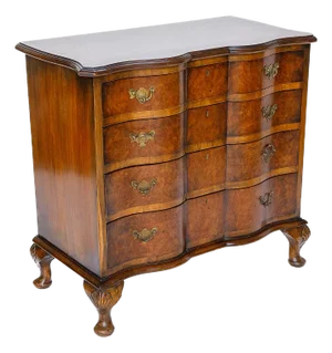 19th Century English Walnut Burl Block Front Chest