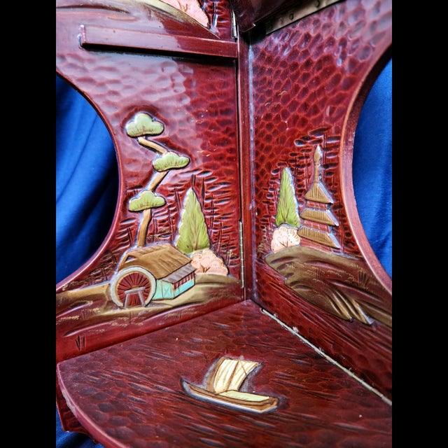 1950s Vintage 1950s Japanese Lacquered Fold Out Corner Shelf For Sale - Image 5 of 8