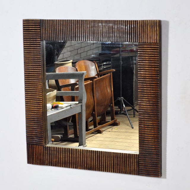 Brutalist mirror from the 1970s with a solid oak frame. The robust design with characteristic relief details gives this...