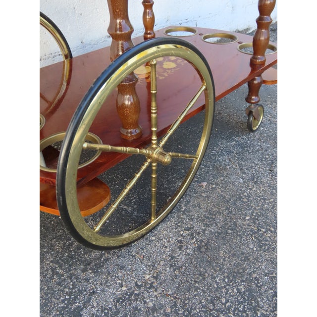 French Inlay Drop Leaf Bar Server Tea Coffee Cart 6339 For Sale - Image 10 of 18