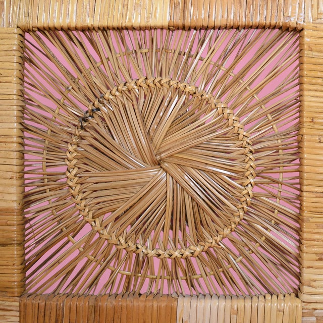 Vintage Horizontal Buri Rattan Mirror For Sale - Image 4 of 4