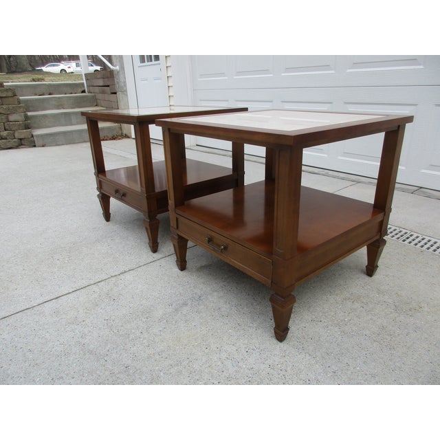 MidCentury Modern Hammary Side Tables With Portuguese Marble Tops a