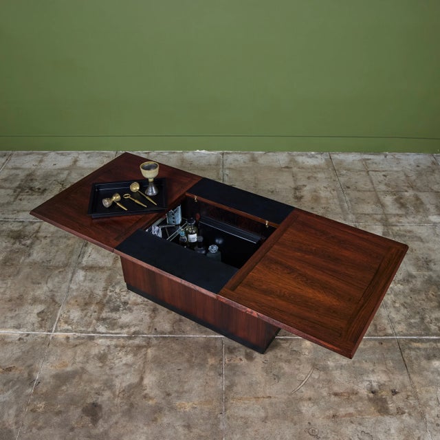 Brown Rosewood Sliding Coffee Bar Table by E. Pedersen & Søn For Sale - Image 8 of 18