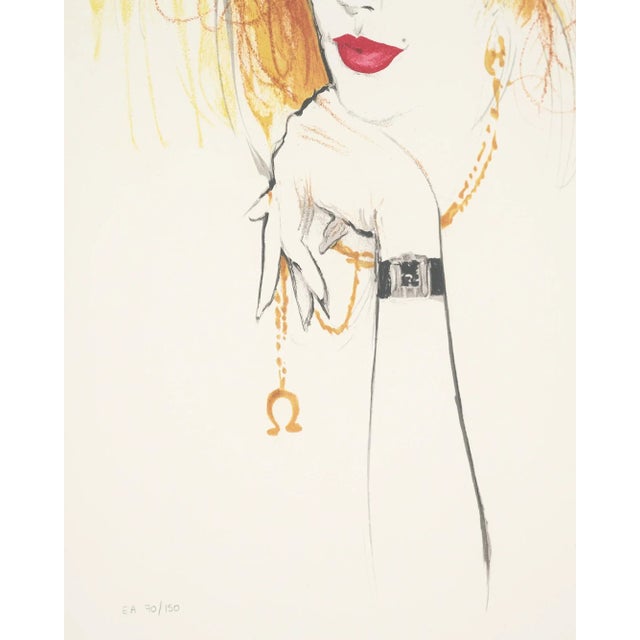 Cindy Crawford by Rene Gruau Lithograph For Sale - Image 9 of 10