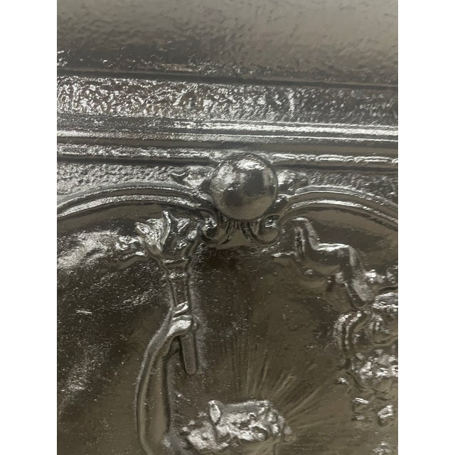 19th Century French Quarter Cast Iron Fireplace Surround & Ornate Figural Cover 36"x36" For Sale - Image 4 of 10