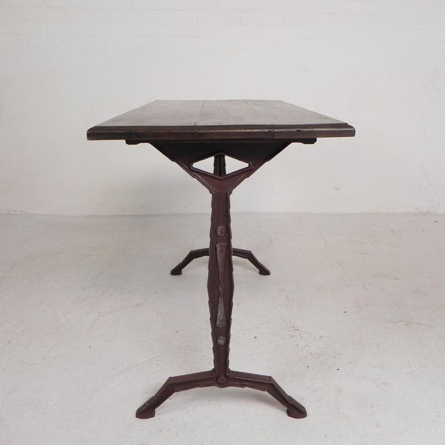 Bistro Table with Oak Top on a Cast Iron Frame, 1930s For Sale - Image 10 of 18