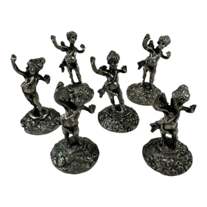 Lot of 6 Pewter Cherub Petite Figurines Elfe Italy, 1960s