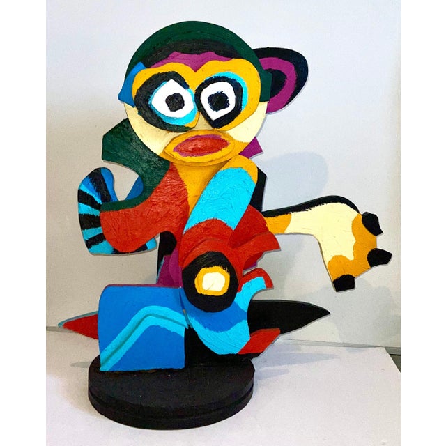 1970s Karel Appel, Karel Appel Colorful Expressionist Hand Painted Wood Cobra Sculpture Pop Art, 1977 For Sale - Image 5 of 8