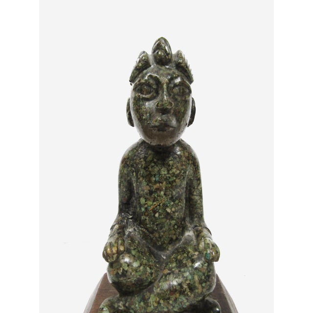 Aztec-Inspired Pre-Columbian Style Seated Figure Statue on Wood Base For Sale In Austin - Image 6 of 10