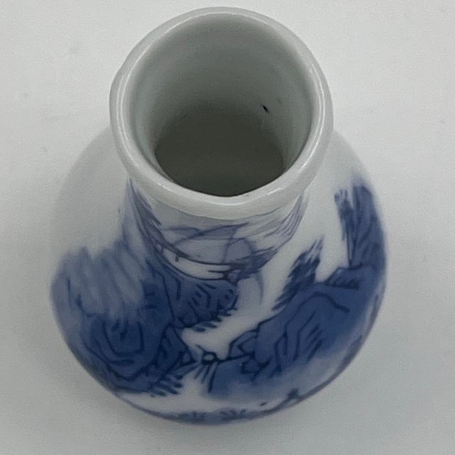 Blue Vintage Diminutive Blue and White Chinoiserie Bud Vase For Sale - Image 8 of 8