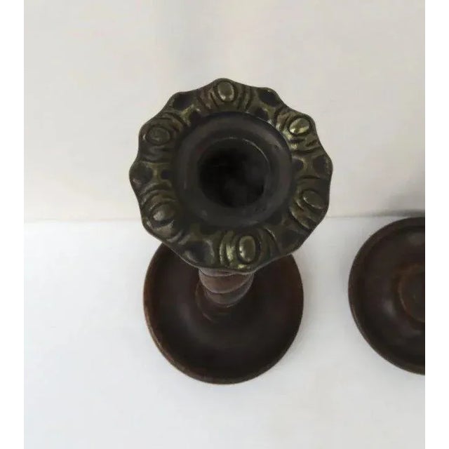 Mid 19th Century Mid 19th Century English Barley Twist Candlesticks with Cast Brass Nozzels - a Pair For Sale - Image 5 of 11