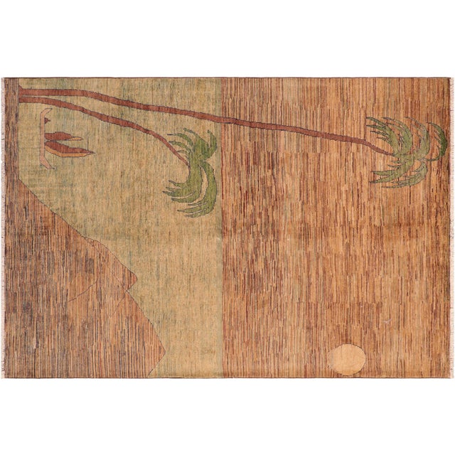 Bohemian Gabbeh Blue/Green Wool Rug - 6'1'' X 8'10'' For Sale - Image 9 of 10