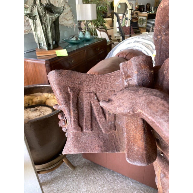 Antique Cast Iron Angel Garden Sculpture Statue For Sale - Image 4 of 8