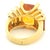 Metal 1980s Italian 18k Gold Citrine & Diamond Architectural Cocktail Ring, Size 7 For Sale - Image 7 of 14