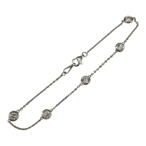 Diamond Station Bracelet 14kt White Gold 0.90ctw 7in New