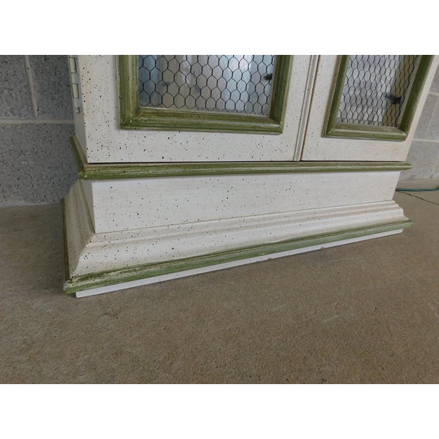 Hekman French Country Style Alabaster Lime Green Lighted Curio Cabinet For Sale - Image 10 of 16