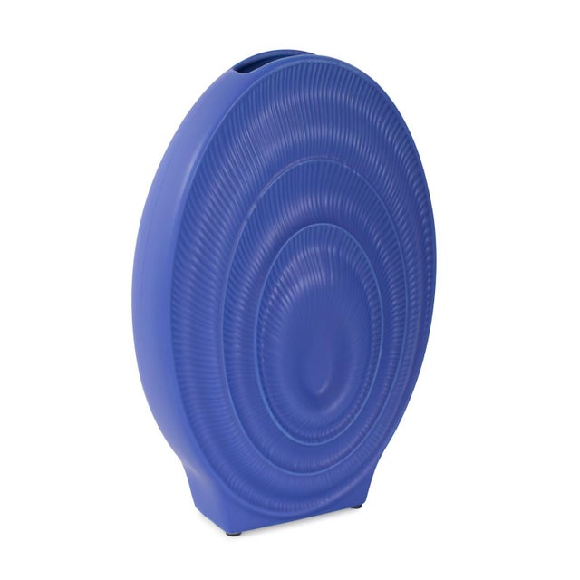 Contemporary Radiant Blue Short Ceramic Vase For Sale - Image 3 of 10