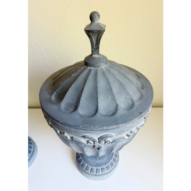 Late 19th Century Neoclassic Adams Style English Garden Urns, a Pair, Late 19th Century For Sale - Image 5 of 15