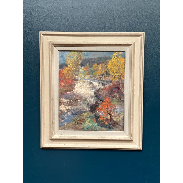 Hundt, Waterfall, 1950s, Oil Painting on Panel, Framed For Sale - Image 6 of 16