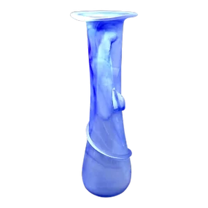 Large Hand Blown Romanian Blue and White Swirl Vine Vase