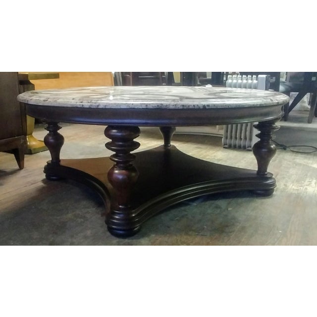 Thomasville Furniture Hills of Tuscany Round Stone Top Cocktail Table