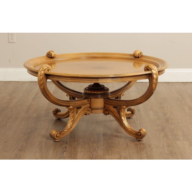 Wood Colombo Mobili Round Italian Carved Partial Gilt Coffee Table For Sale - Image 7 of 12