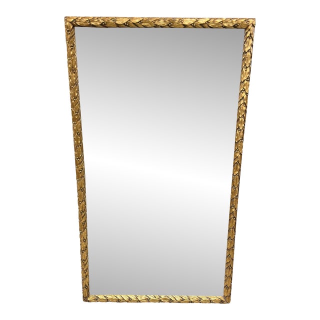 Vintage Carved Leaf Gilt Frame Wall Mirror For Sale