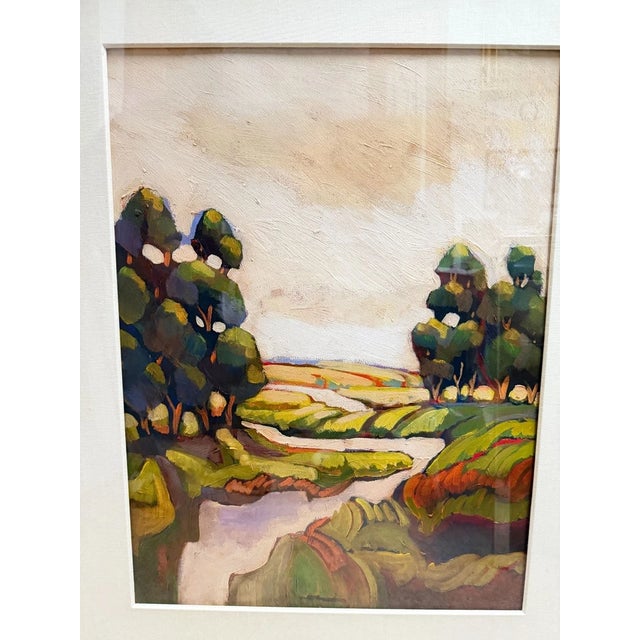 Framed post-impressionist style landscape painting by the artist Marc Mindeli (Georgian/Russian, b. 1976). The composition...