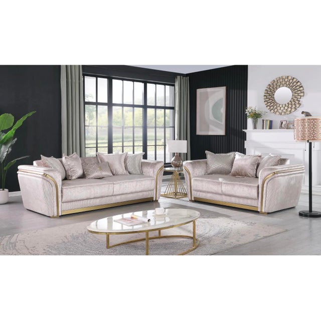Early 21st Century Torino Luxe Champagne Sofa 3Pcs Set For Sale - Image 5 of 5