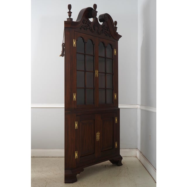 Age: c1994 Details: 1 Piece Key Locking w. Key Flame Finials Bracket Feet Fine Carved Details High Quality Construction...