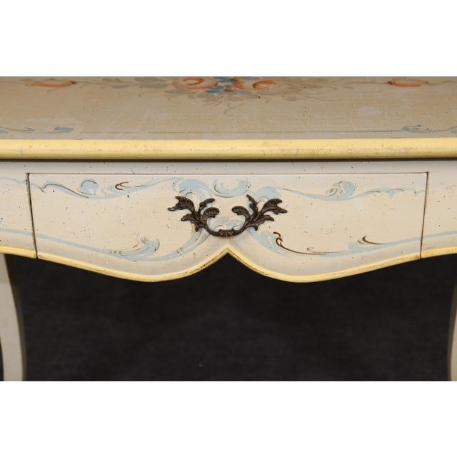 Antique White 1920's Italian Paint Decorated Venetian Painted Writing Desk For Sale - Image 8 of 13
