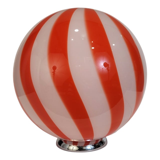 Table Lamp with Blown Glass Globe, 1980s For Sale