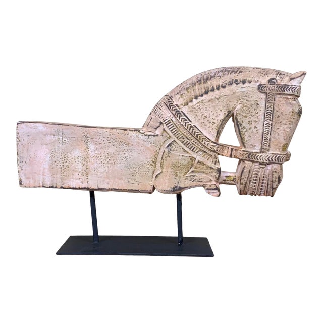 1960s Architectural Hand Carved Wood Horse For Sale