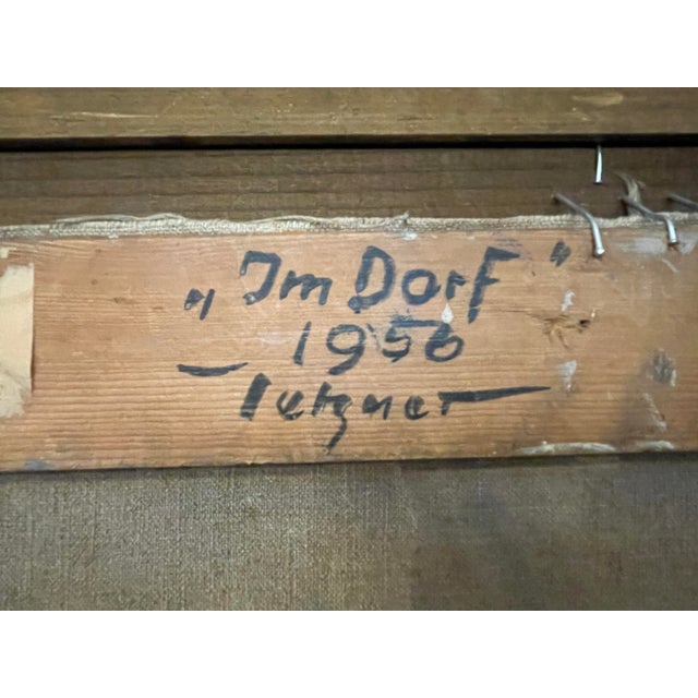 Heinz Tetzner, In the Village, 1956, Oil on Canvas, Framed For Sale - Image 7 of 10