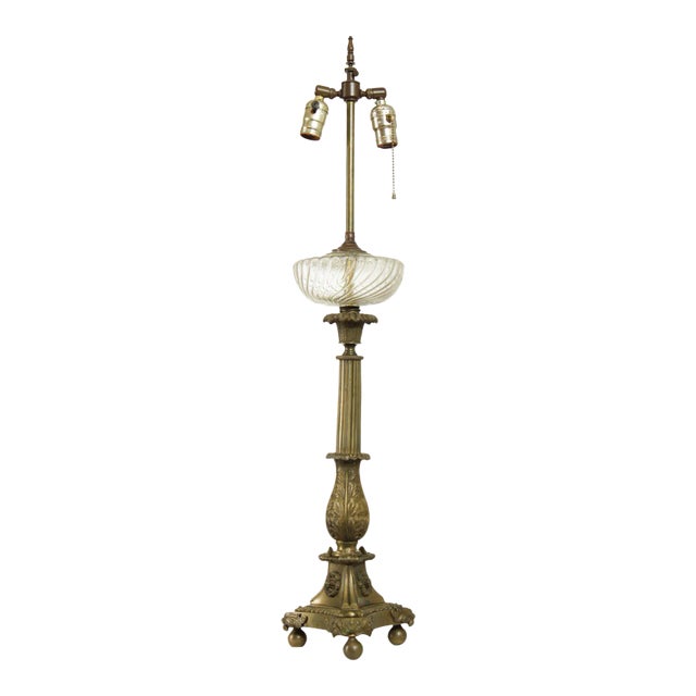 Antique 19th Century French Bronze Astral Table Lamp For Sale