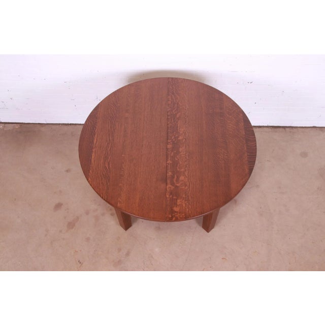 Gustav Stickley Mission Oak Arts & Crafts Extension Dining Table, Newly Restored For Sale - Image 10 of 13