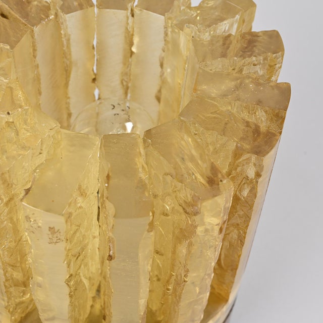 1970s Ice-Effect Resin Lamp with Wooden Base, Italy, 1970s For Sale - Image 5 of 14