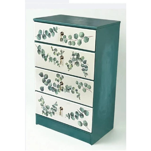 Modern Botanical Themed Pine Chest of Drawers / Dresser For Sale - Image 3 of 4