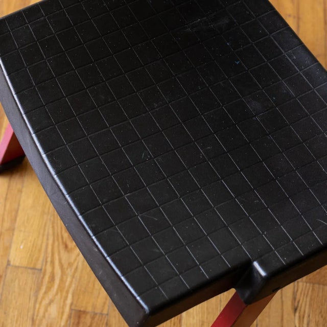 c. 1980s, Italy - plenty of patina on the red legs and black ABS 20.5"W 20.5"D 28.5"T - seat height is 17.5"