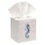 Blue Seahorse Tissue Box Cover in White Linen & Cotton, Embroidered For Sale