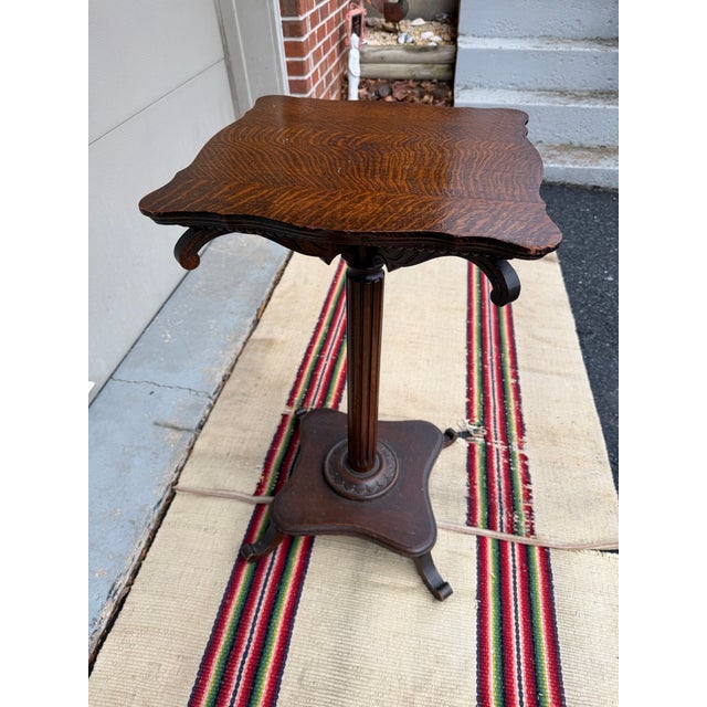 Early 20th Century A Very Nice Quartersawn Antique American Oak Pedestal or Side Table, Circa 1890's For Sale - Image 5 of 12