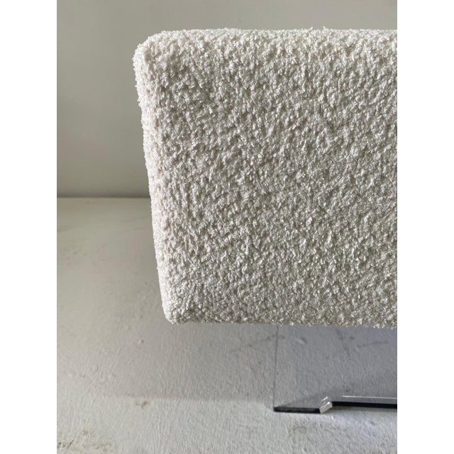 Mid-Century Modern Large Boucle Clad Ottoman in the Style of Kagan, Lucite Legs For Sale - Image 3 of 18