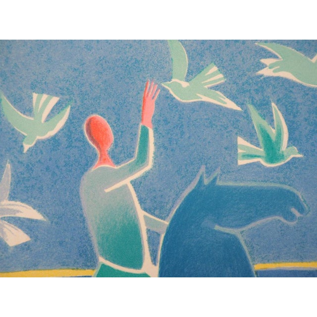 Albert Zavaro, Les cavaliers à la plage, Lithograph For Sale - Image 5 of 9