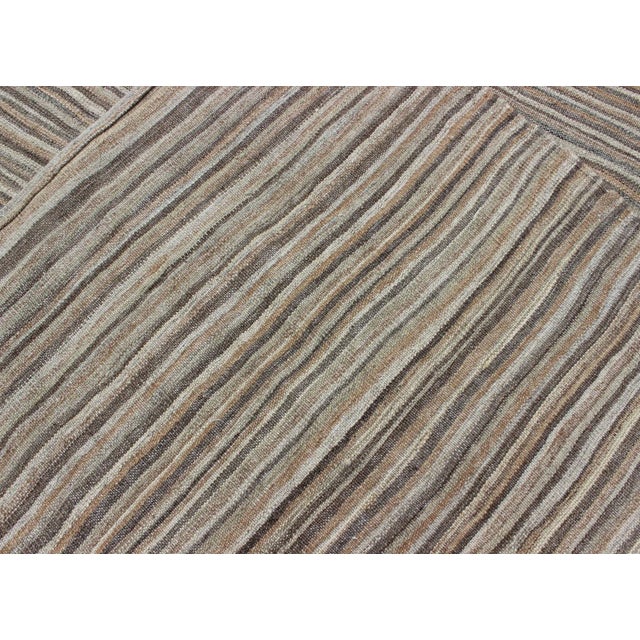 Keivan Woven Arts Modern Kilim With Solid Design in Variation of Gray Tones For Sale - Image 12 of 12